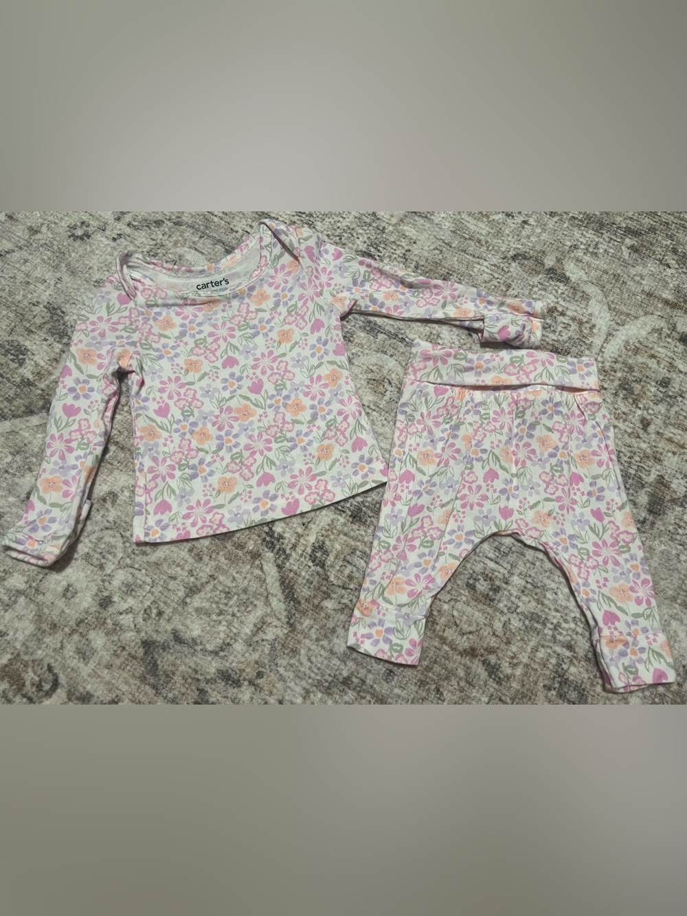 Carter's Floral Long-Sleeve Pajama Set in Pink, Peach & Lavender